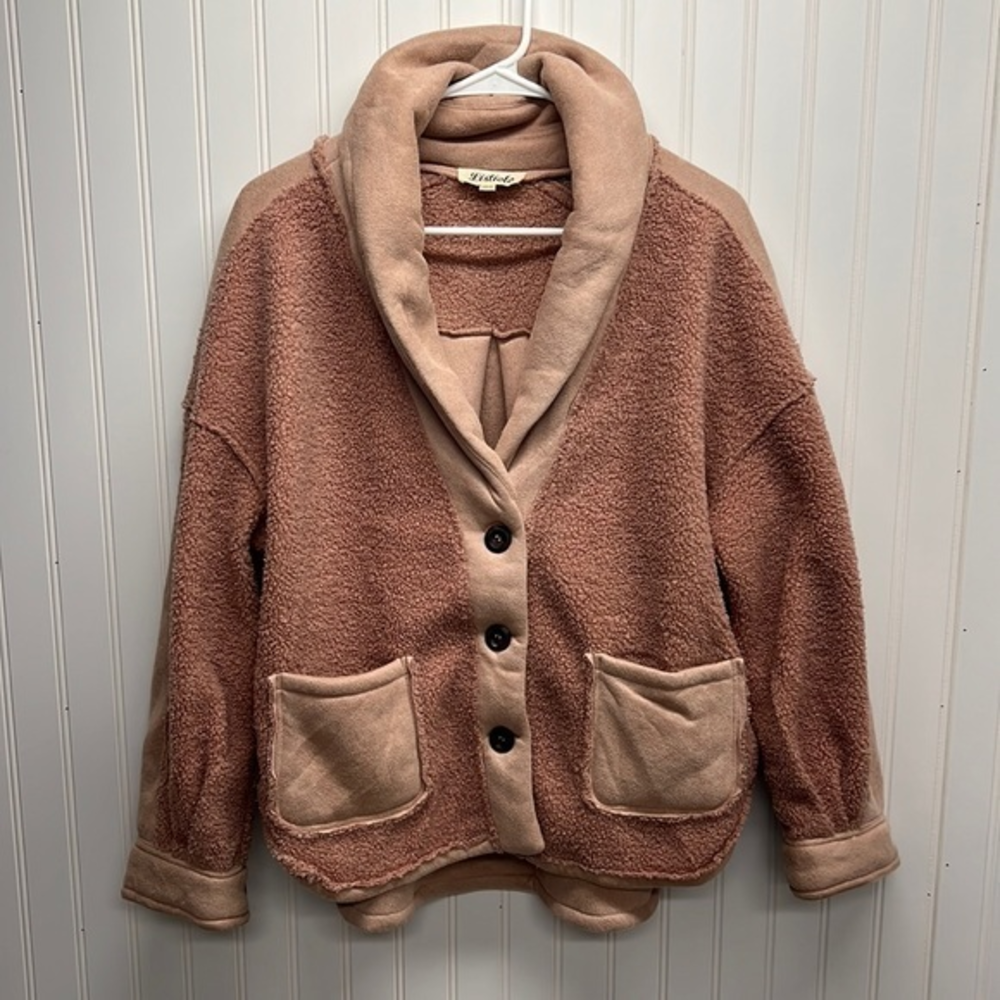 Listicle shawl collar pink Sherpa fleece Jacket